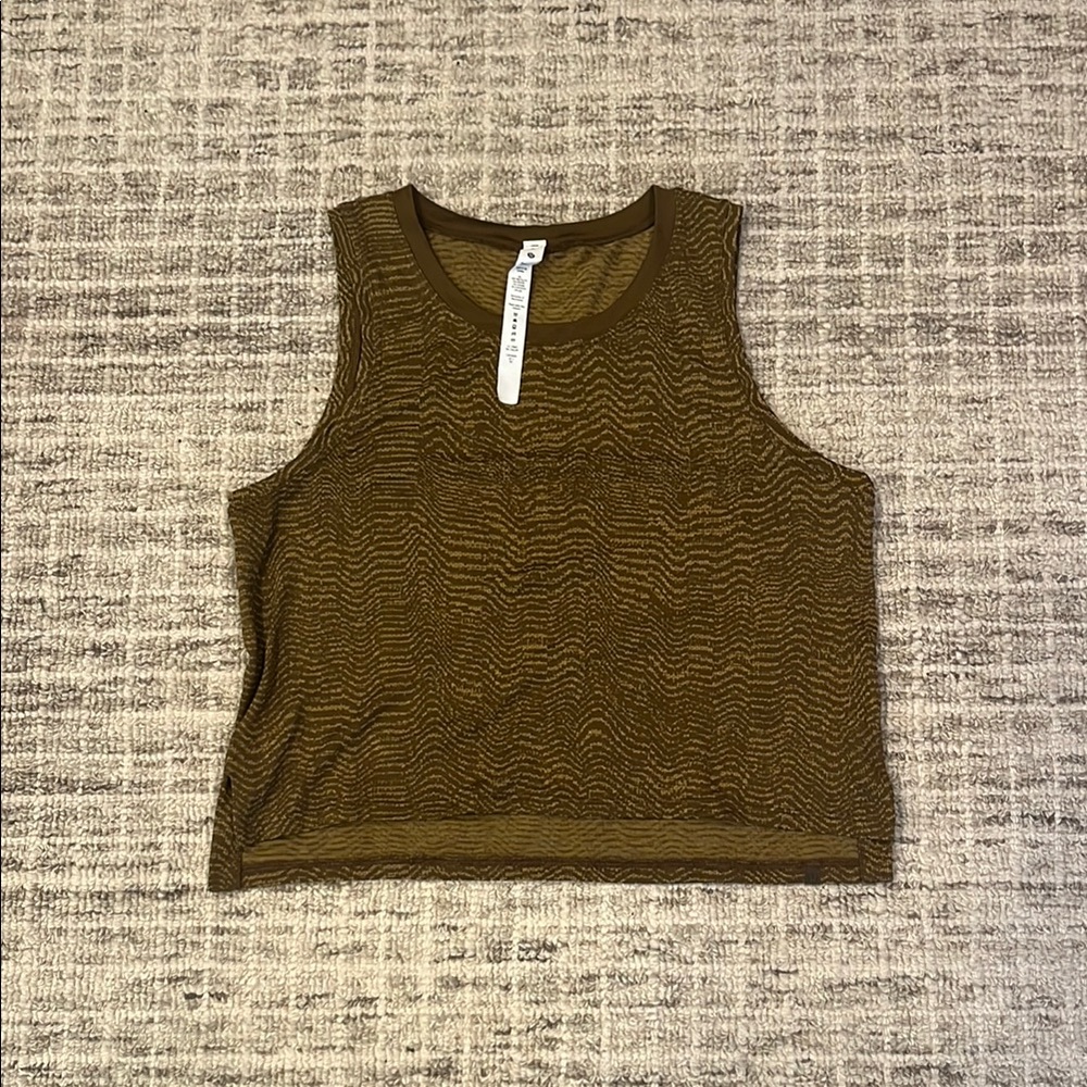 Olive Brown Sleeveless Women's Athletic Top